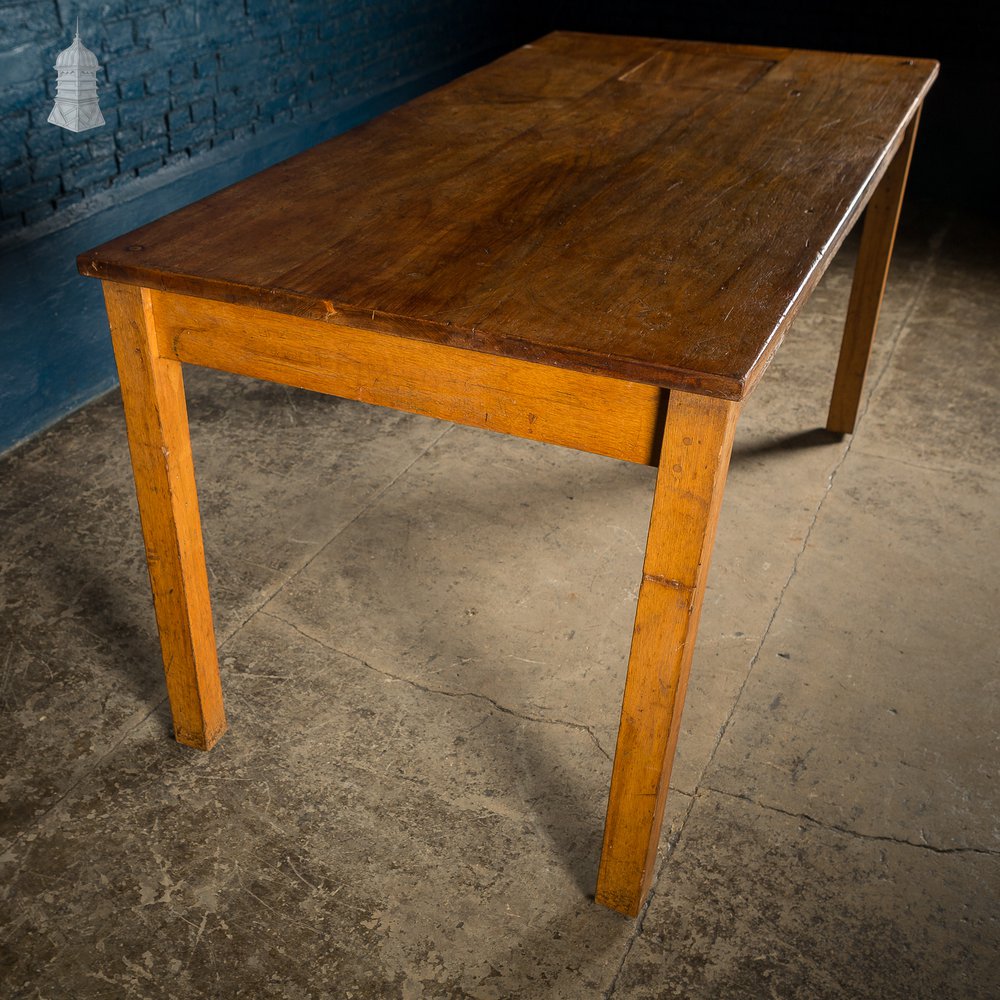 Mid Century Oak School Science Laboratory Table- 6 Feet Long