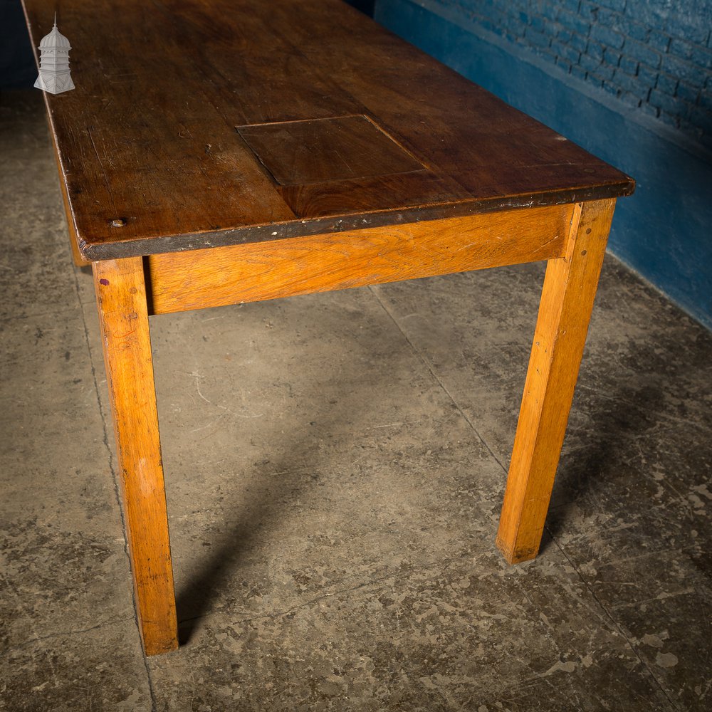 Mid Century Oak School Science Laboratory Table- 6 Feet Long