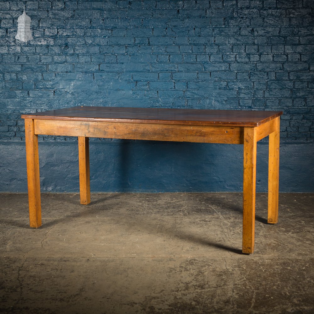 Mid Century Oak School Science Laboratory Table- 6 Feet Long