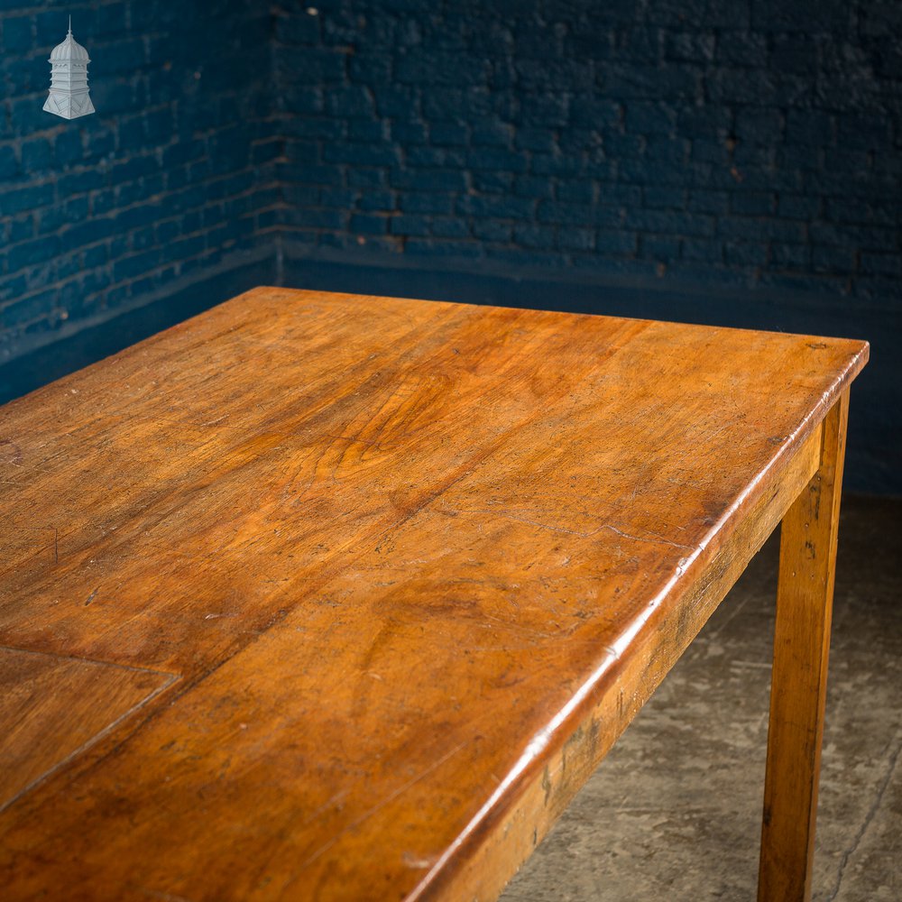 Mid Century Oak School Science Laboratory Table- 6 Feet Long