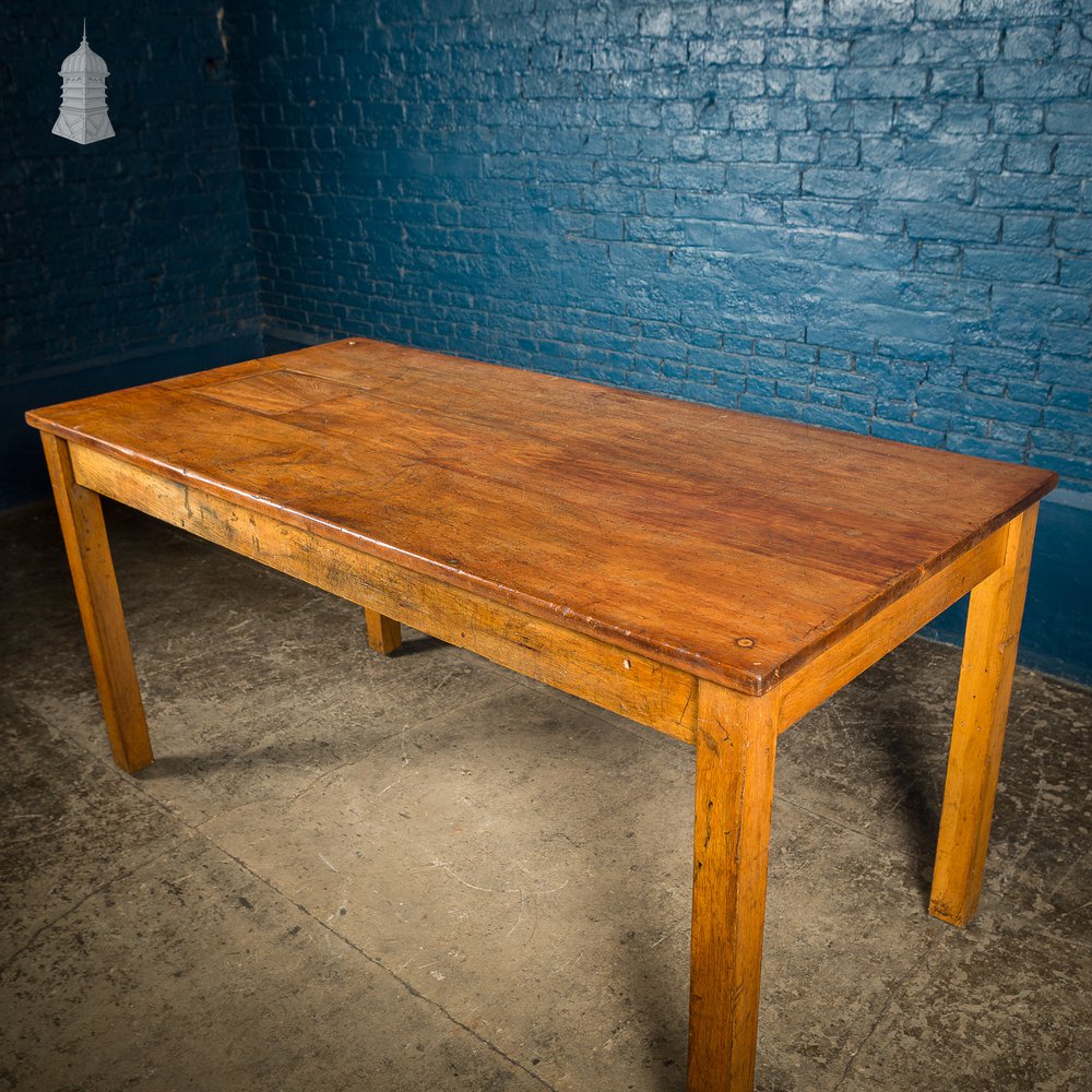 Mid Century Oak School Science Laboratory Table- 6 Feet Long