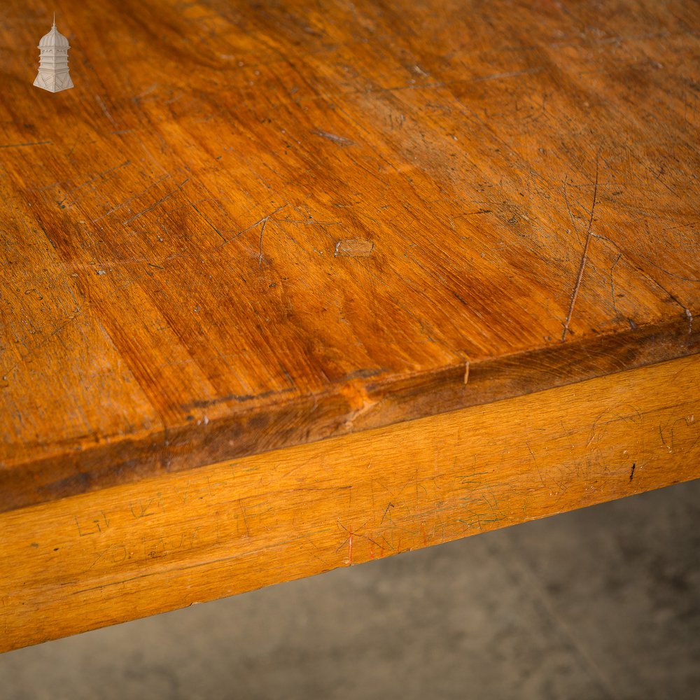 Mid Century Oak School Science Laboratory Table- 6 Feet Long