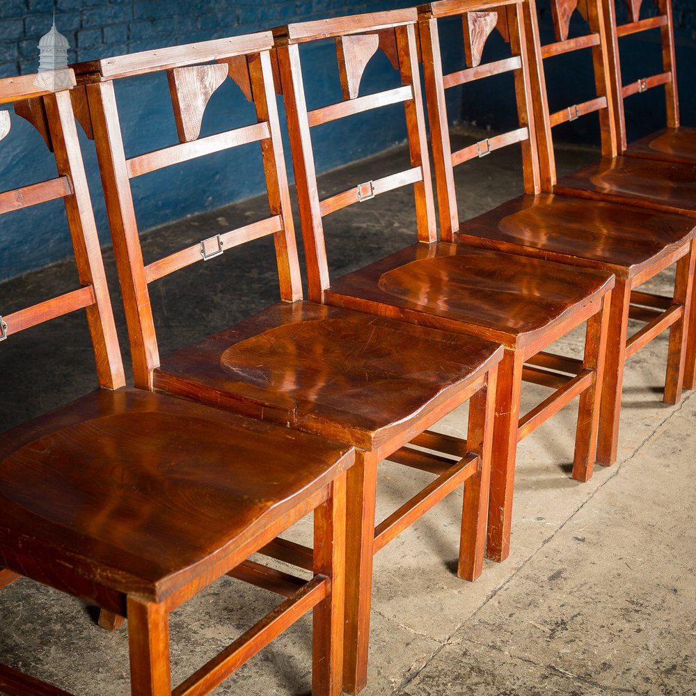 Set of 6 19th C Elm Synagogue Chairs