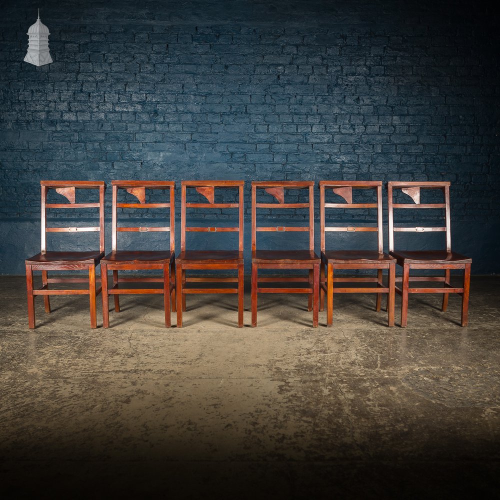 Set of 6 19th C Elm Synagogue Chairs [No. 4]