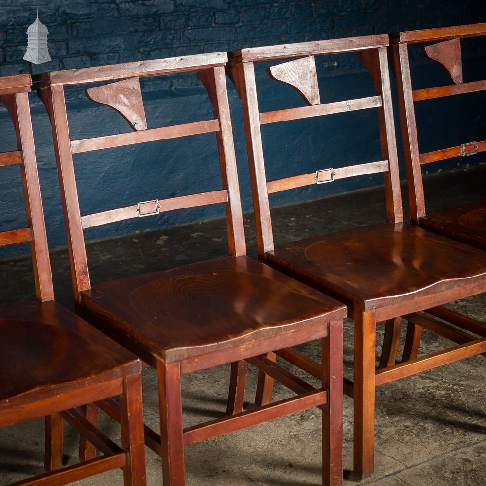 Set of 6 19th C Elm Synagogue Chairs [No. 4]