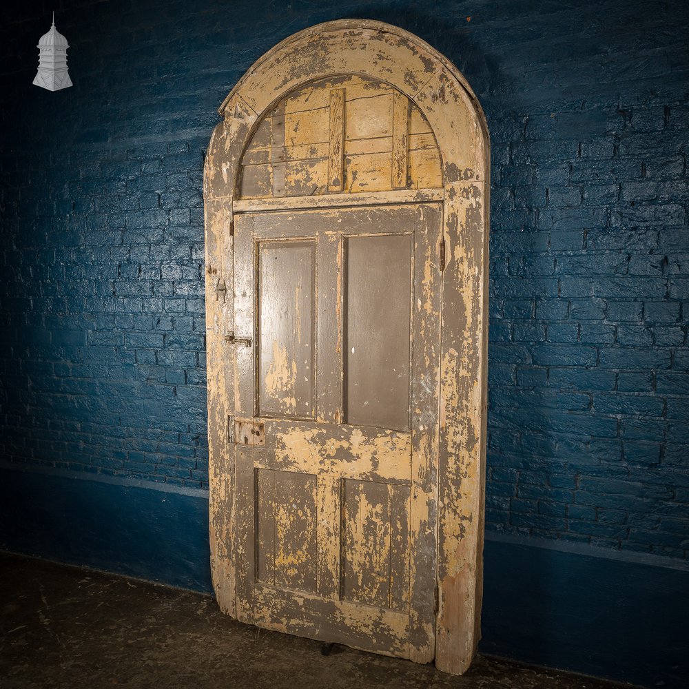 Large Georgian Arch Top Door Frame and Door with Distressed Paint Finish