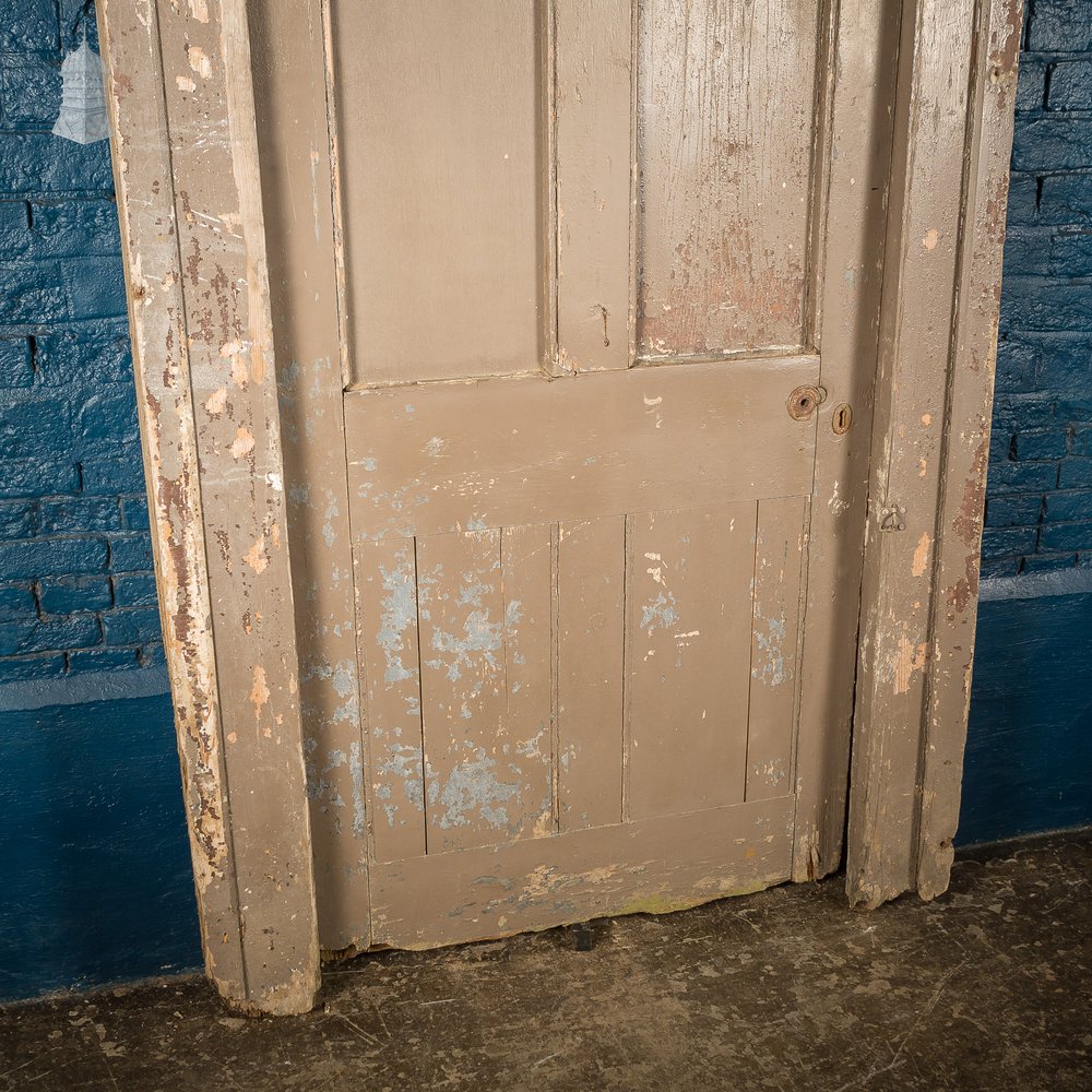 Large Georgian Arch Top Door Frame and Door with Distressed Paint Finish