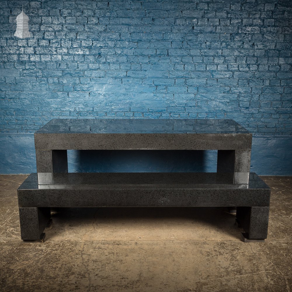 Solid Granite Modernist Table and Bench