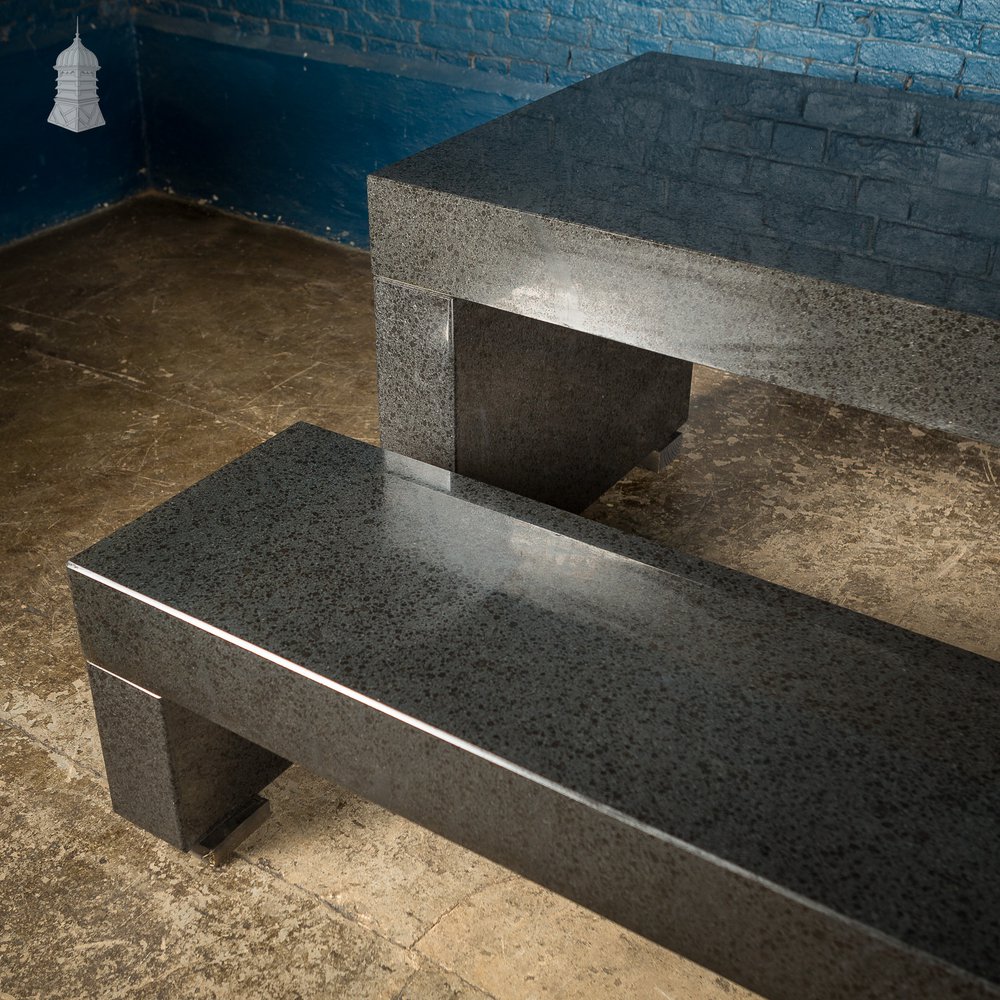 Solid Granite Modernist Table and Bench