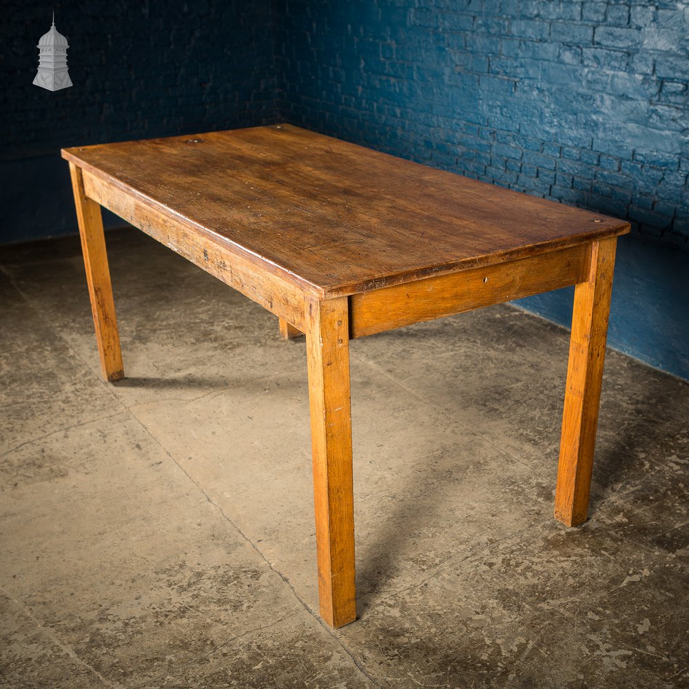 Mid Century Oak School Science Lab Table – 6 Feet Long