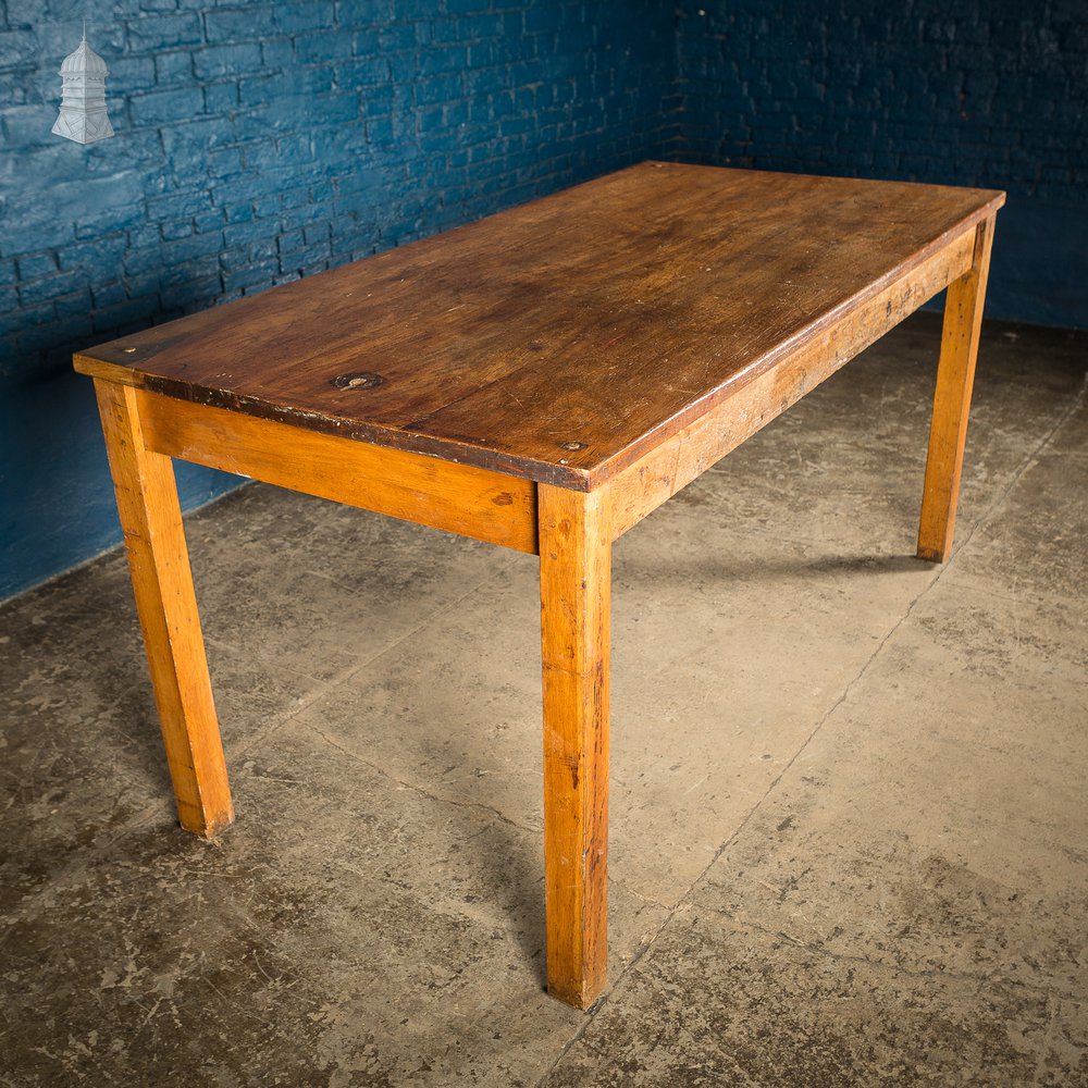 Mid Century Oak School Science Lab Table – 6 Feet Long