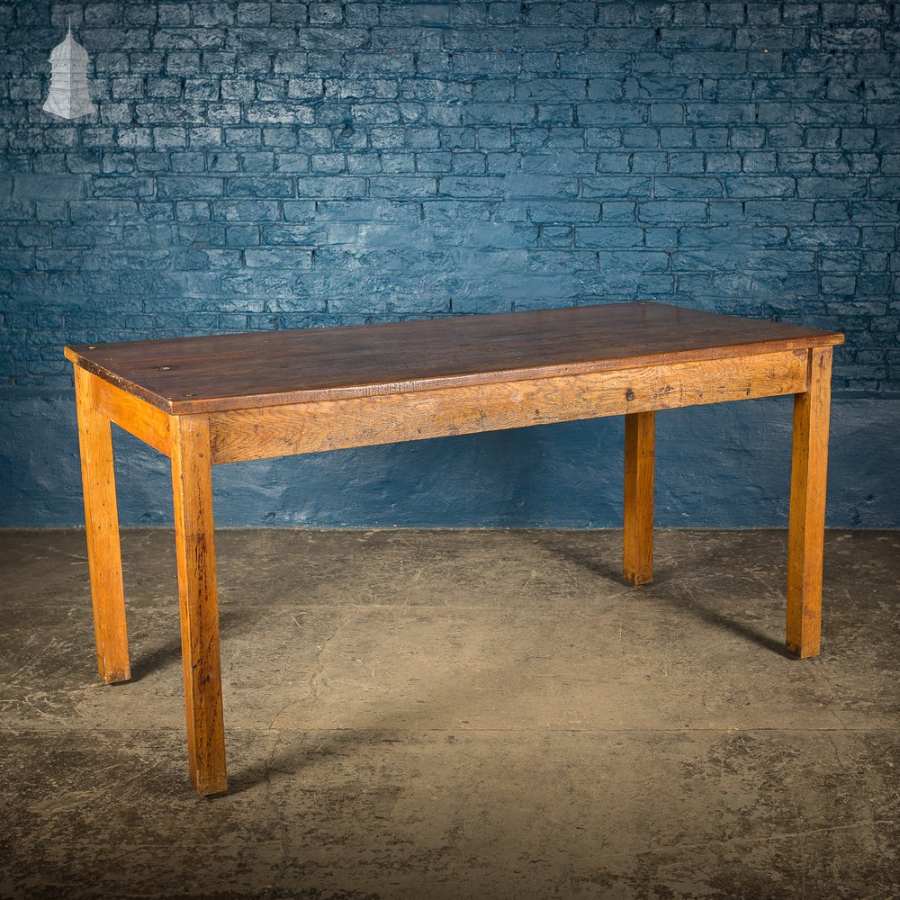 Mid Century Oak School Science Lab Table – 6 Feet Long