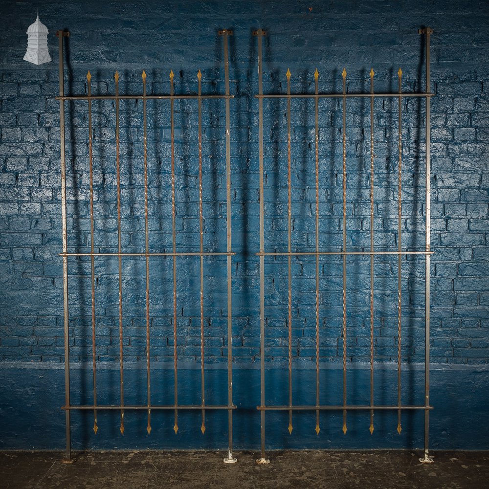 Pair of 20th C Large Iron Railings With Arrow Head Details