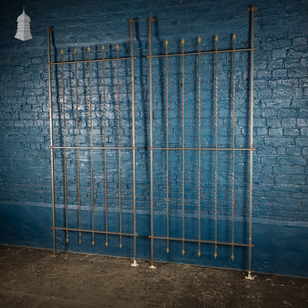 Pair of 20th C Large Iron Railings With Arrow Head Details