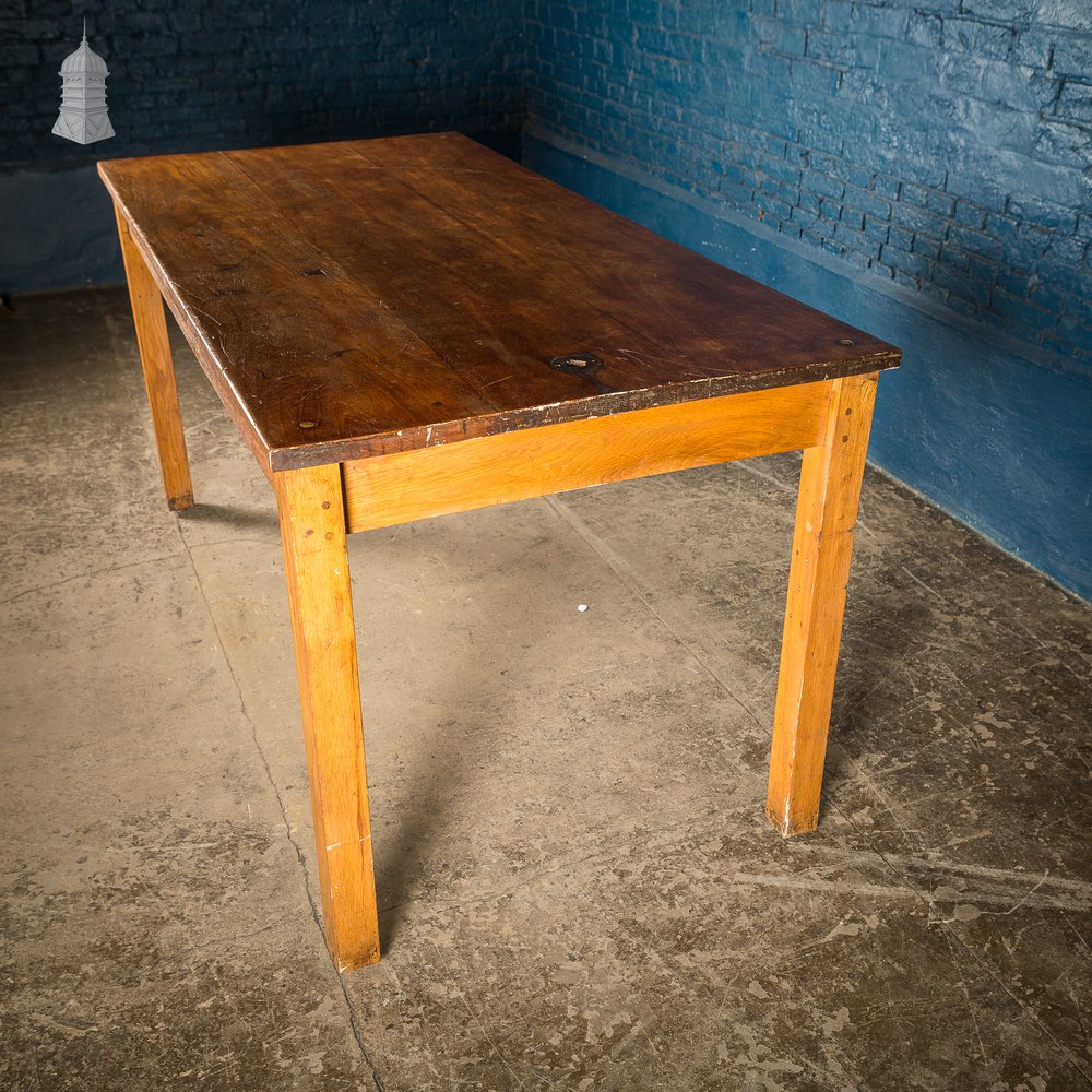 6 Foot Long Mid Century Oak School Science Lab Table