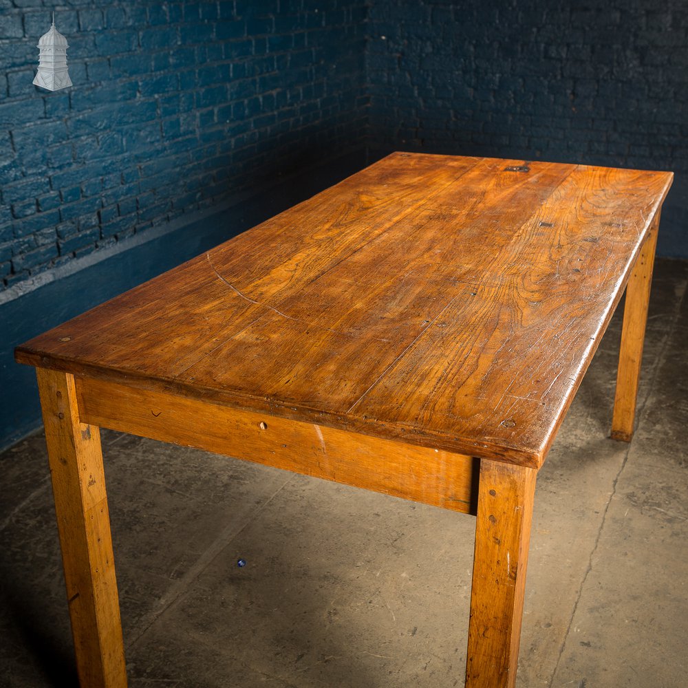 6 Foot Long Mid Century Oak School Science Lab Table