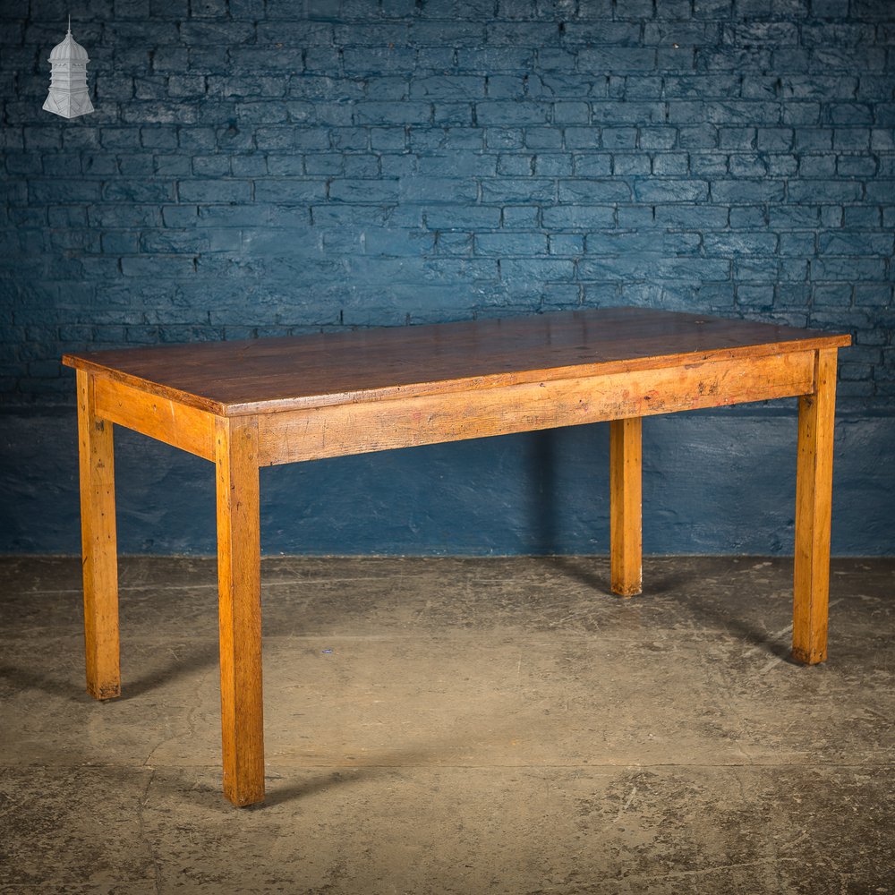 6 Foot Long Mid Century Oak School Science Lab Table