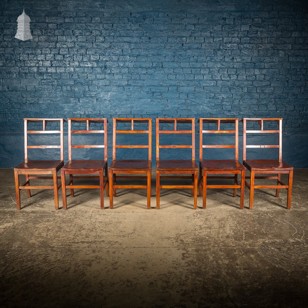 Set of 6 19th C Elm Synagogue Chairs [No. 6]