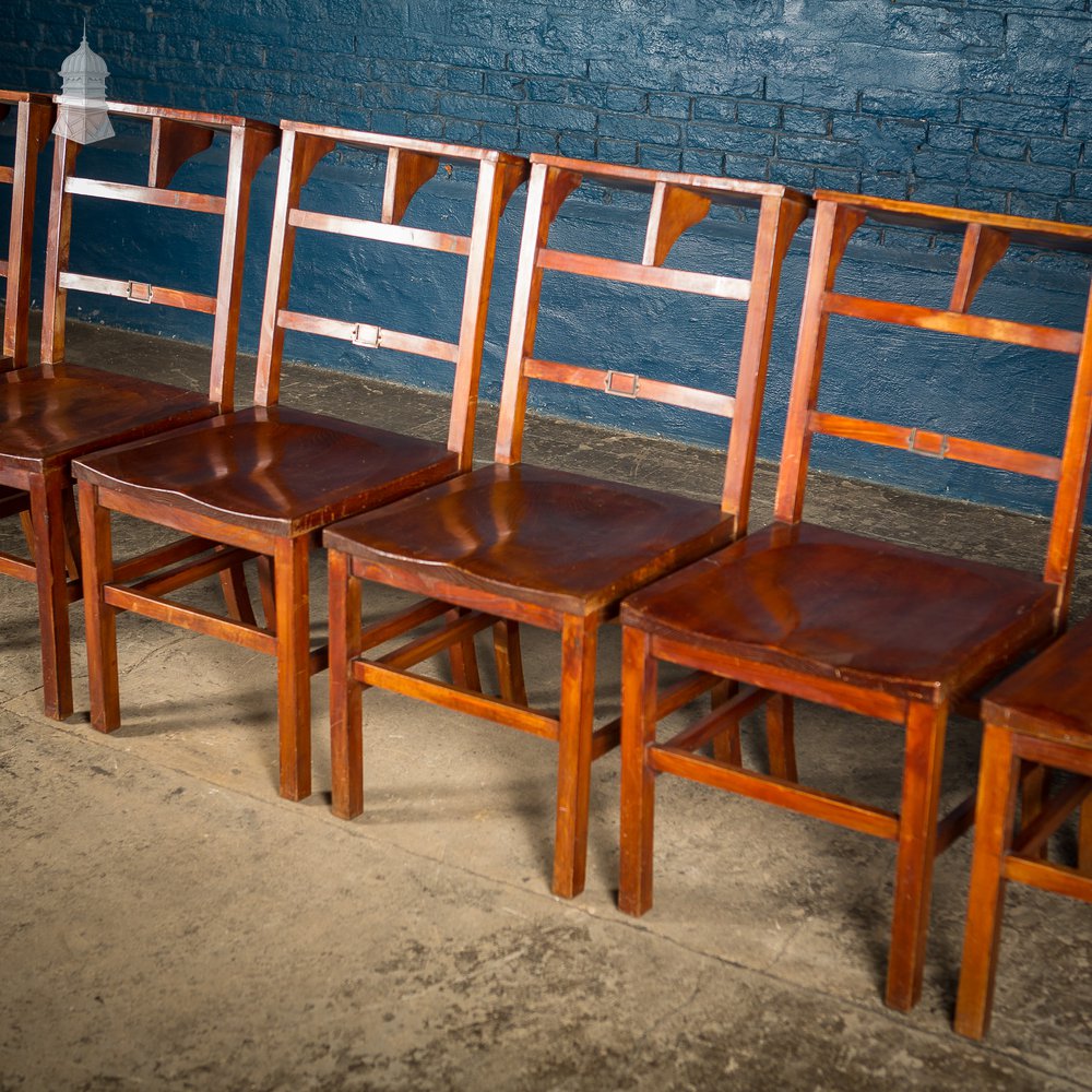 Set of 6 19th C Elm Synagogue Chairs [No. 6]