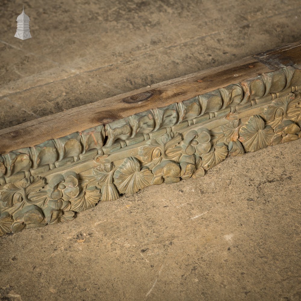 19th C Ornate Brass Plate Floral Pelmet - 3.6 Metres Long