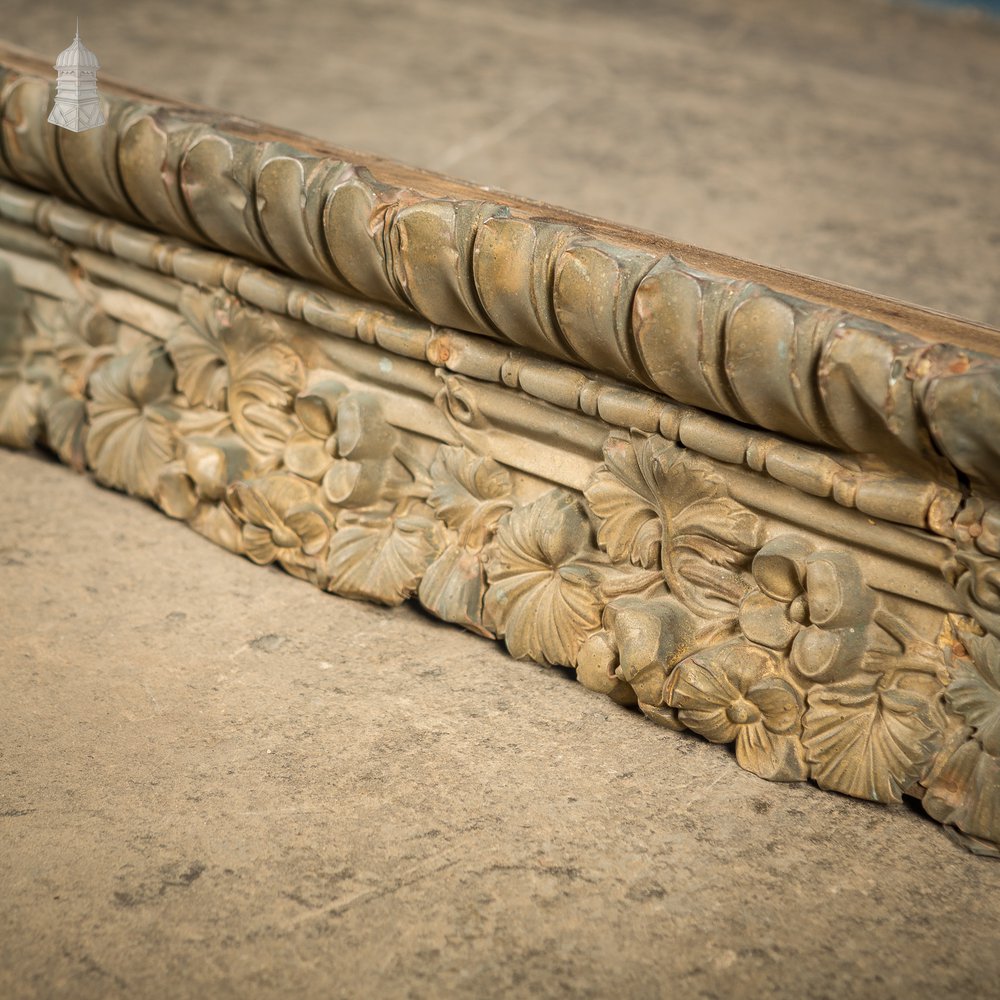 19th C Ornate Brass Plate Floral Pelmet - 3.6 Metres Long