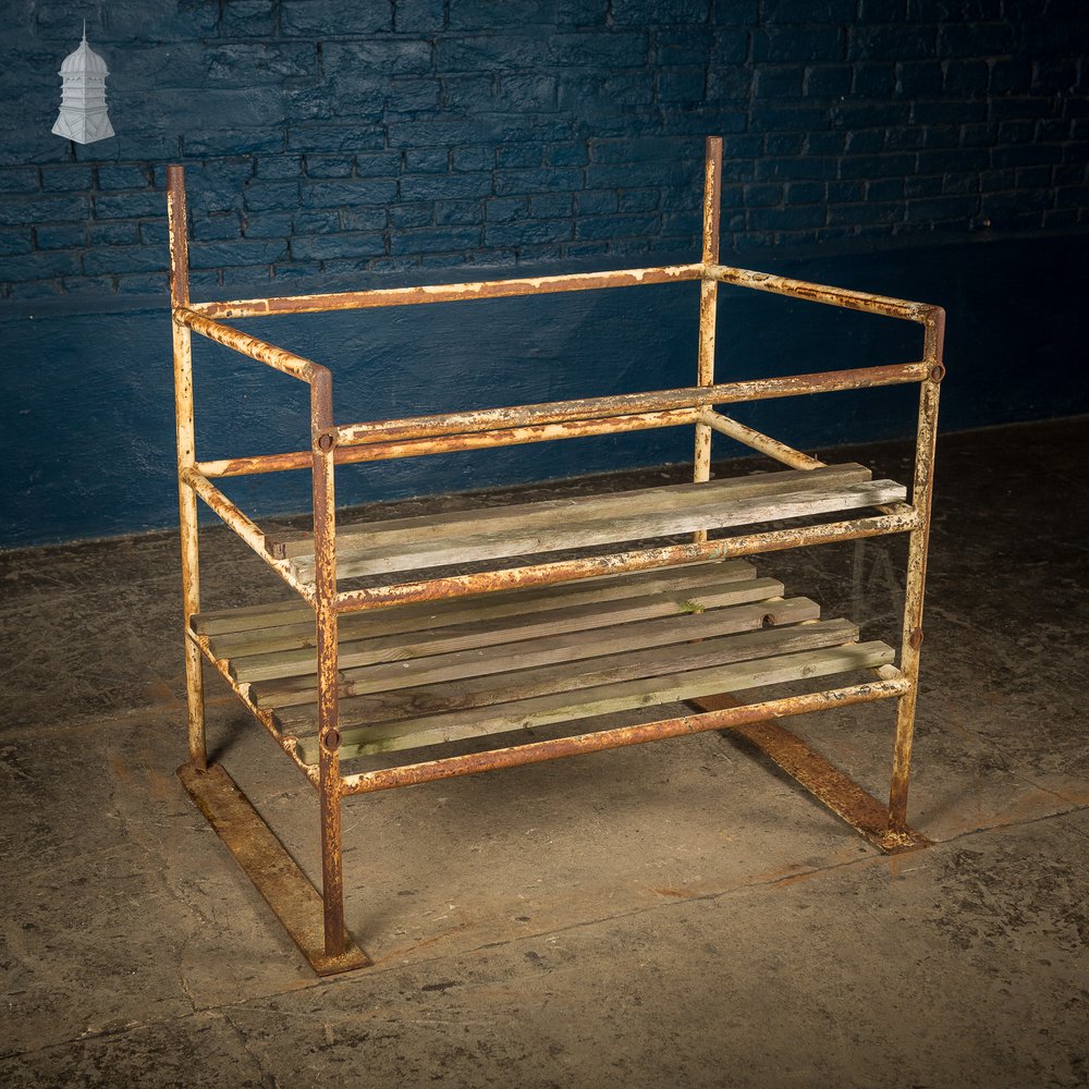 Metal Industrial Shelving Unit with Wooden Slats