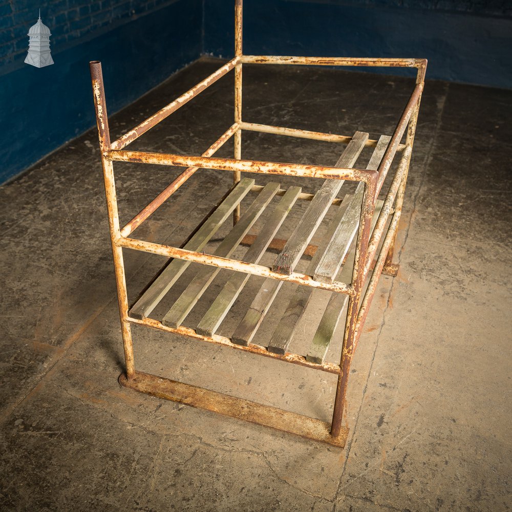 Metal Industrial Shelving Unit with Wooden Slats