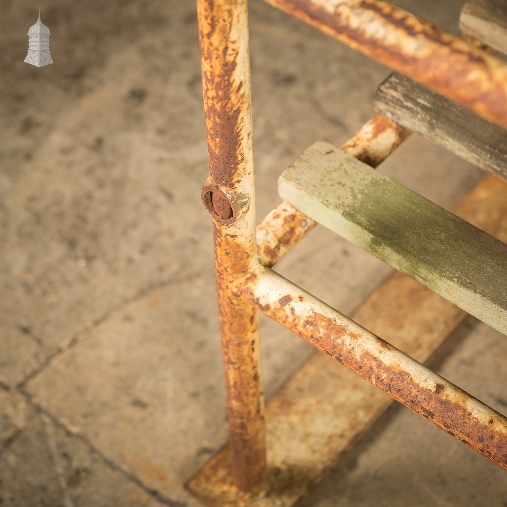 Metal Industrial Shelving Unit with Wooden Slats