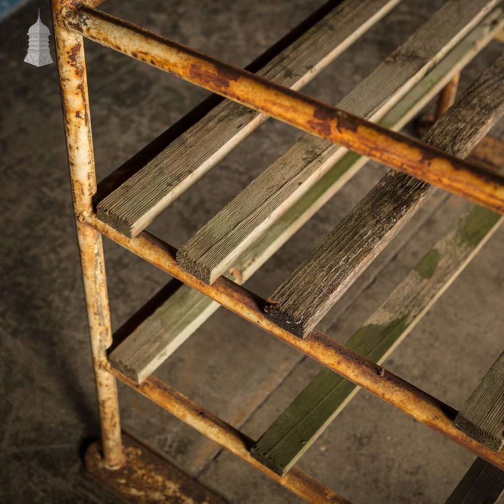 Metal Industrial Shelving with Wooden Slats