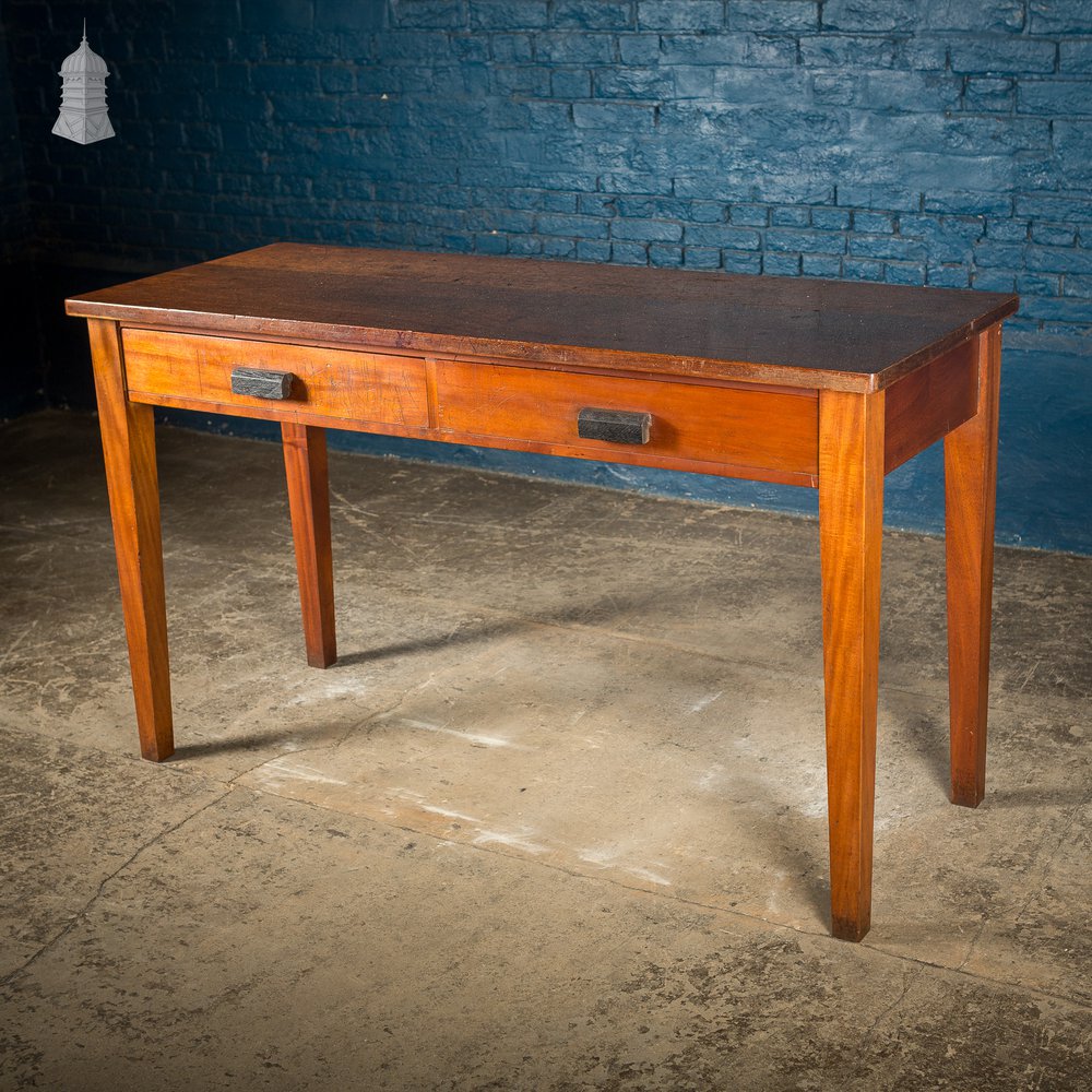 Mid Century Iroko School Science Lab Table with Drawers