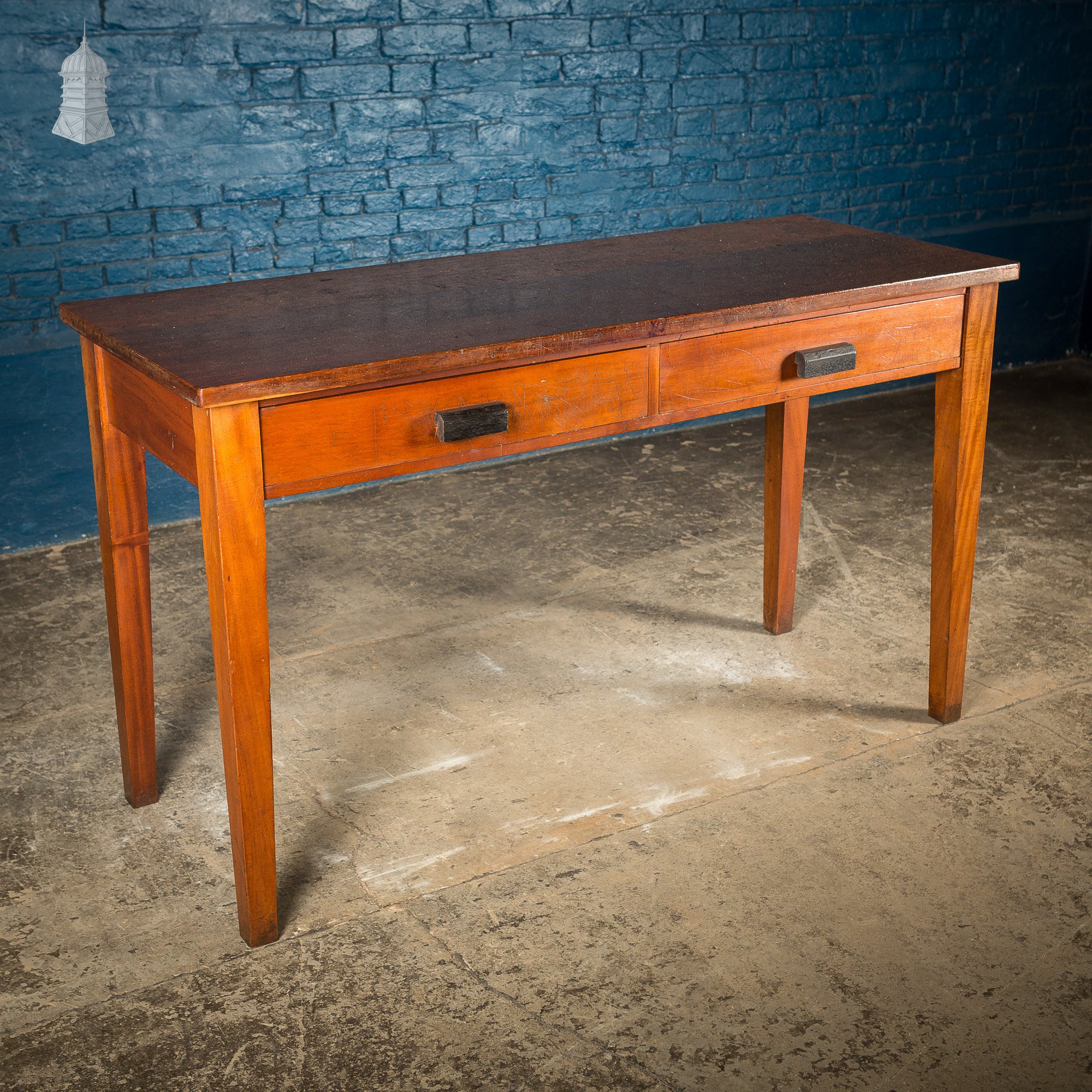 Mid Century Iroko School Science Lab Table with Drawers Norfolk