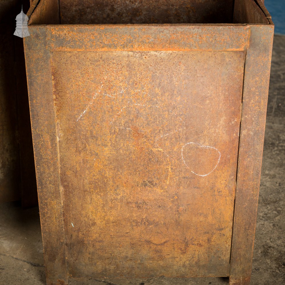 Pair of Vintage Steel Industrial Workshop Bins Planters