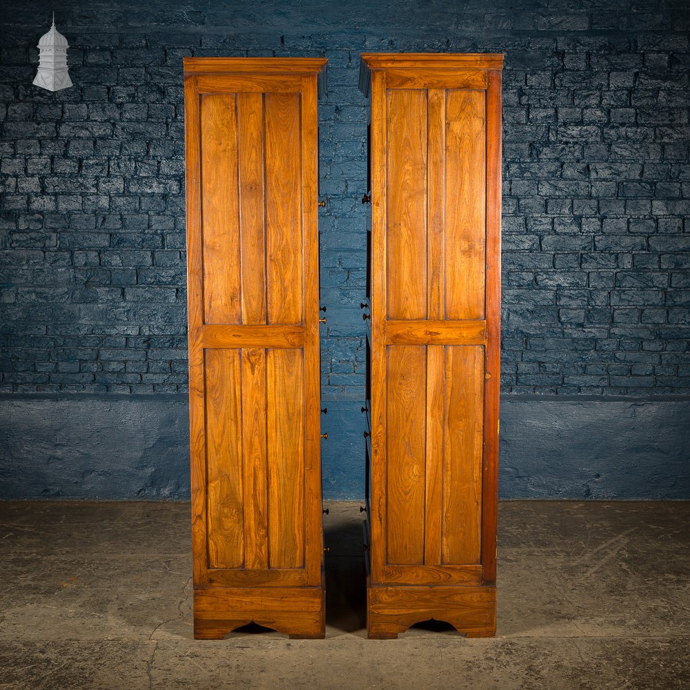 Pair of 20th C Teak Glazed Bookcase Display Cabinets