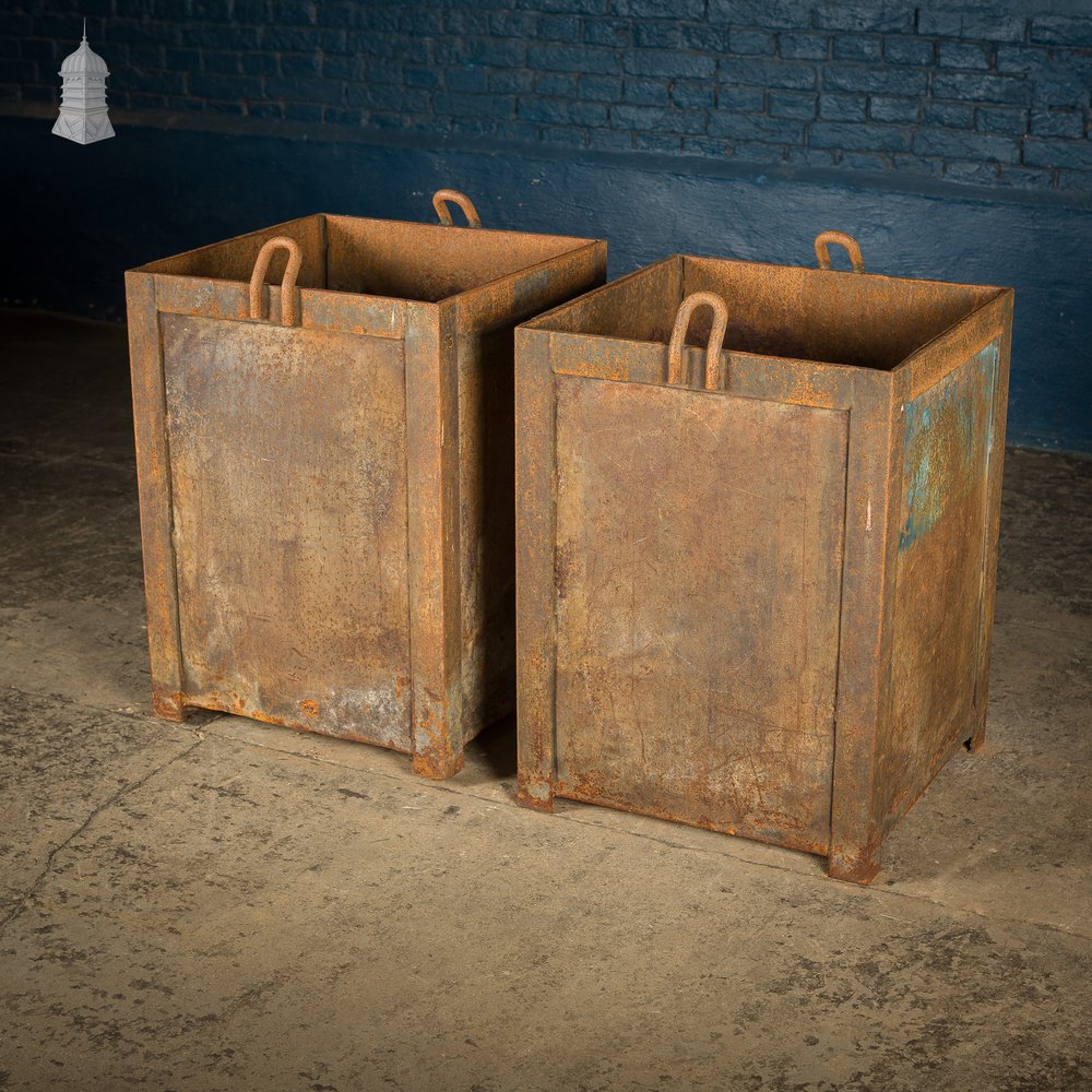 Pair of Heavy Duty Steel Industrial Workshop Bins