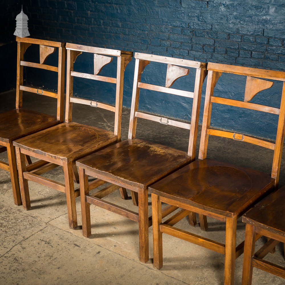 Set of 6 19th C Elm Synagogue Chairs [No. 8]