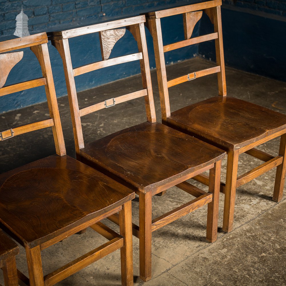 Set of 6 19th C Elm Synagogue Chairs [No. 8]