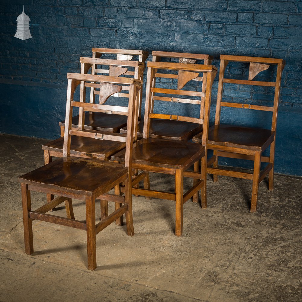 Set of 6 19th C Elm Synagogue Chairs [No. 8]