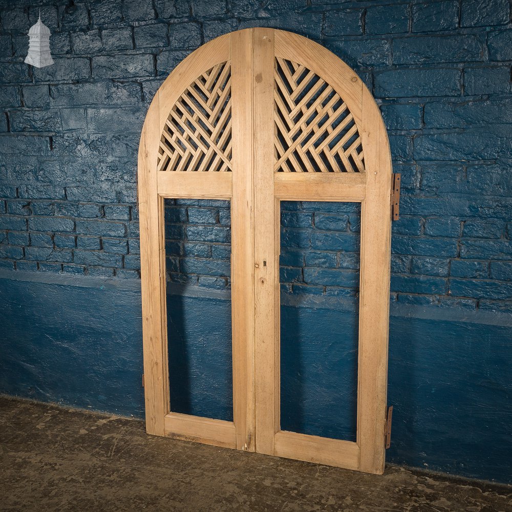 Pair of Small Arch Top Lattice Cupboard Doors