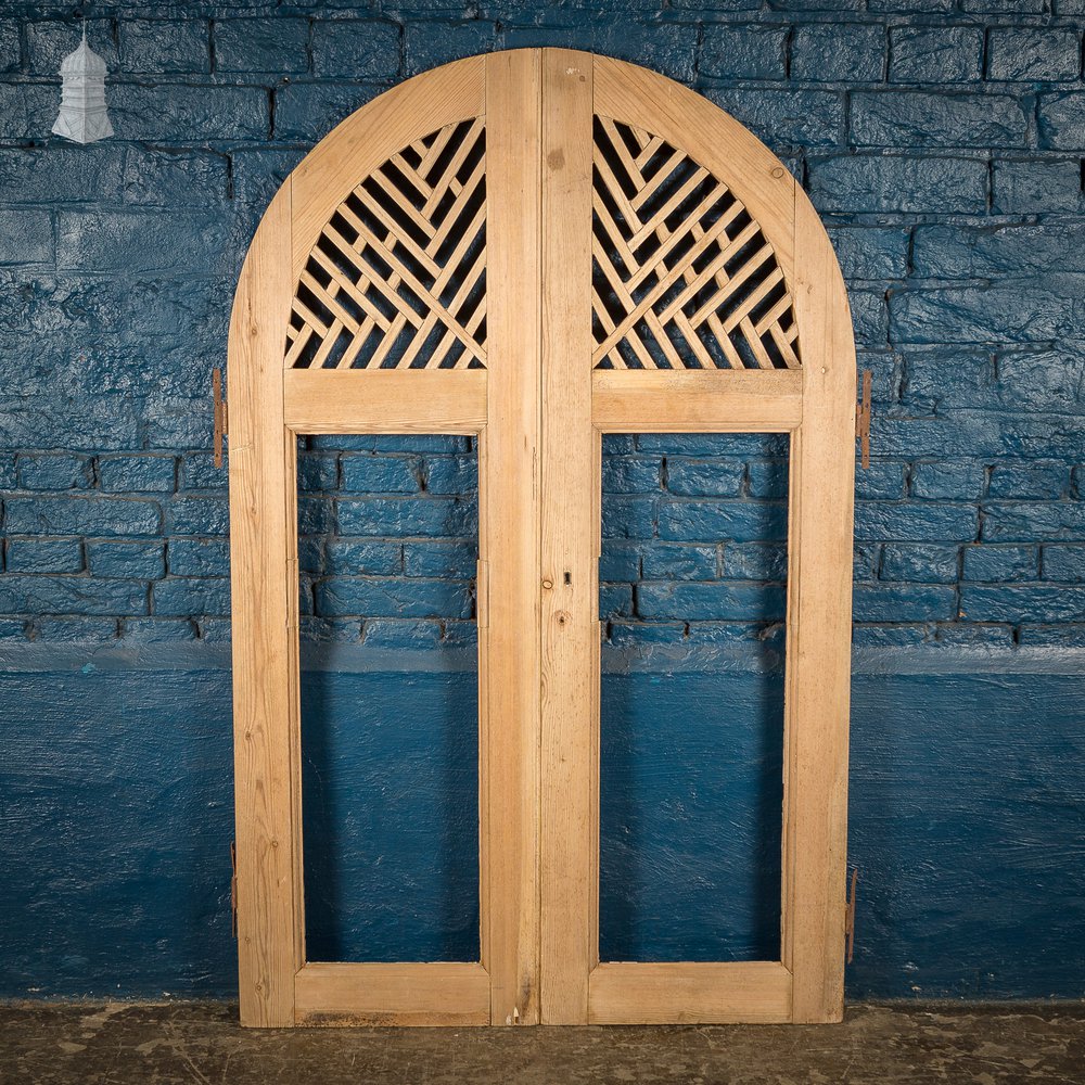 Pair of Small Arch Top Lattice Cupboard Doors