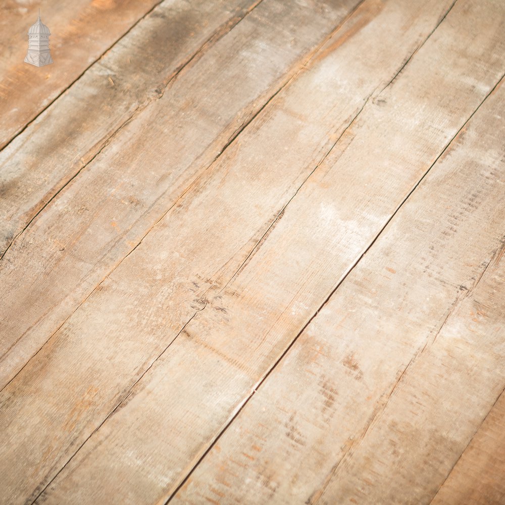 Batch of 34 Square Metres of 9” Wide Oxidized Pine Floorboards Cut from Salvaged Victorian Celing Joists