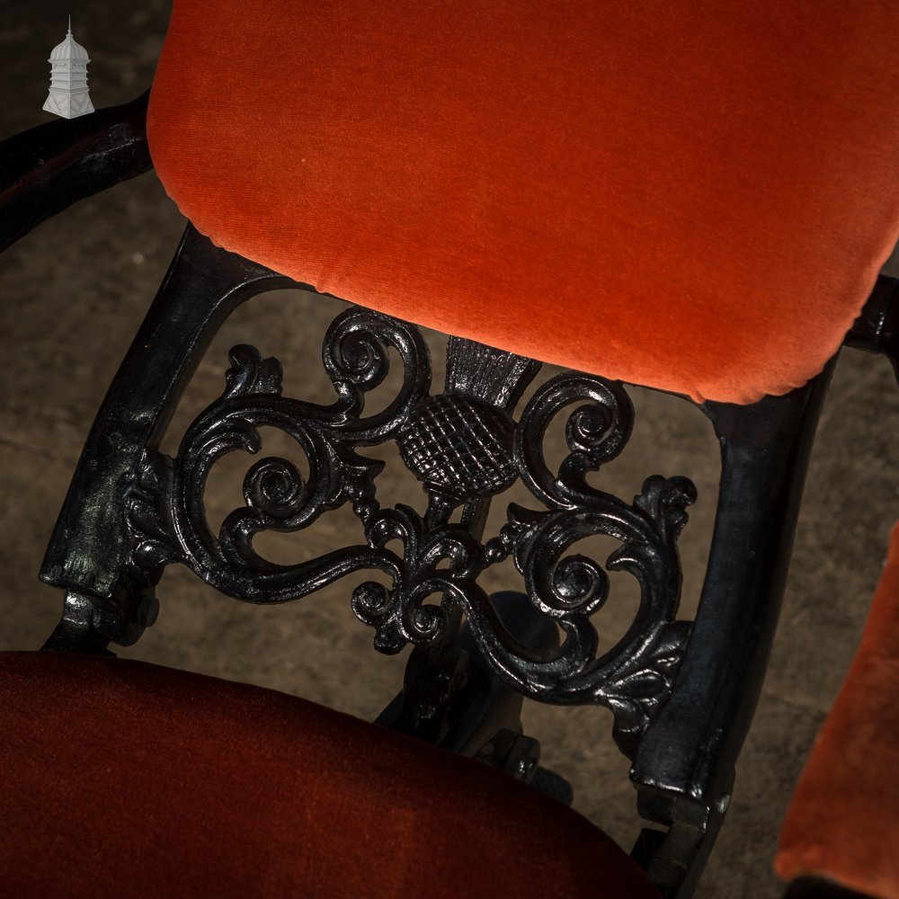 19th C Cast Iron Reclining Barbers Chair with Removable Head Rest