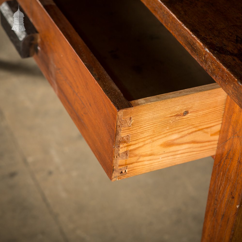 Mid Century Iroko School Science Lab Table with Drawers