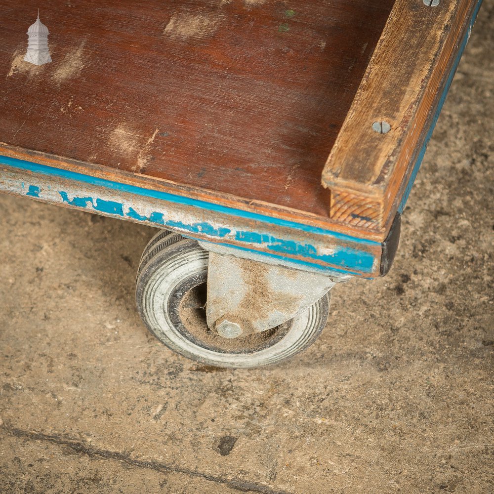 Blue Vintage Industrial Wheeled Trolley