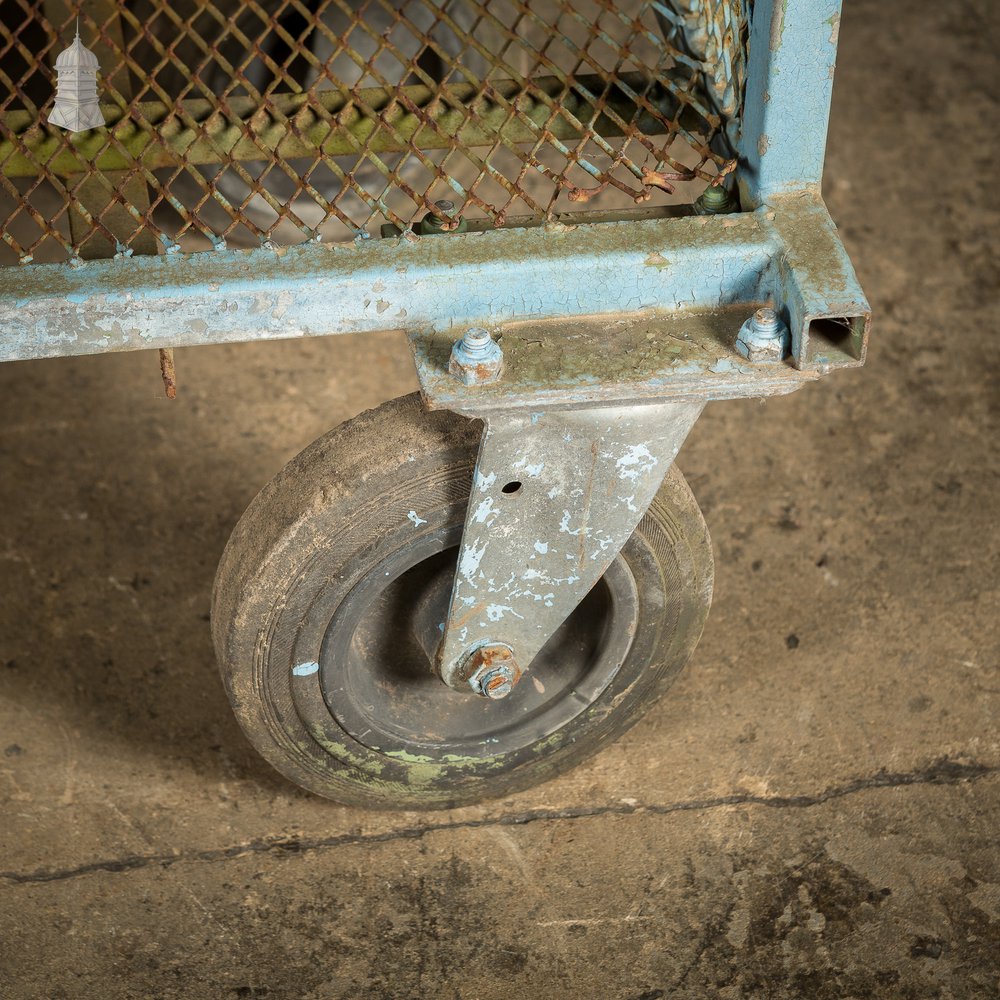 Blue Painted Steel Industrial Wheeled Trolley