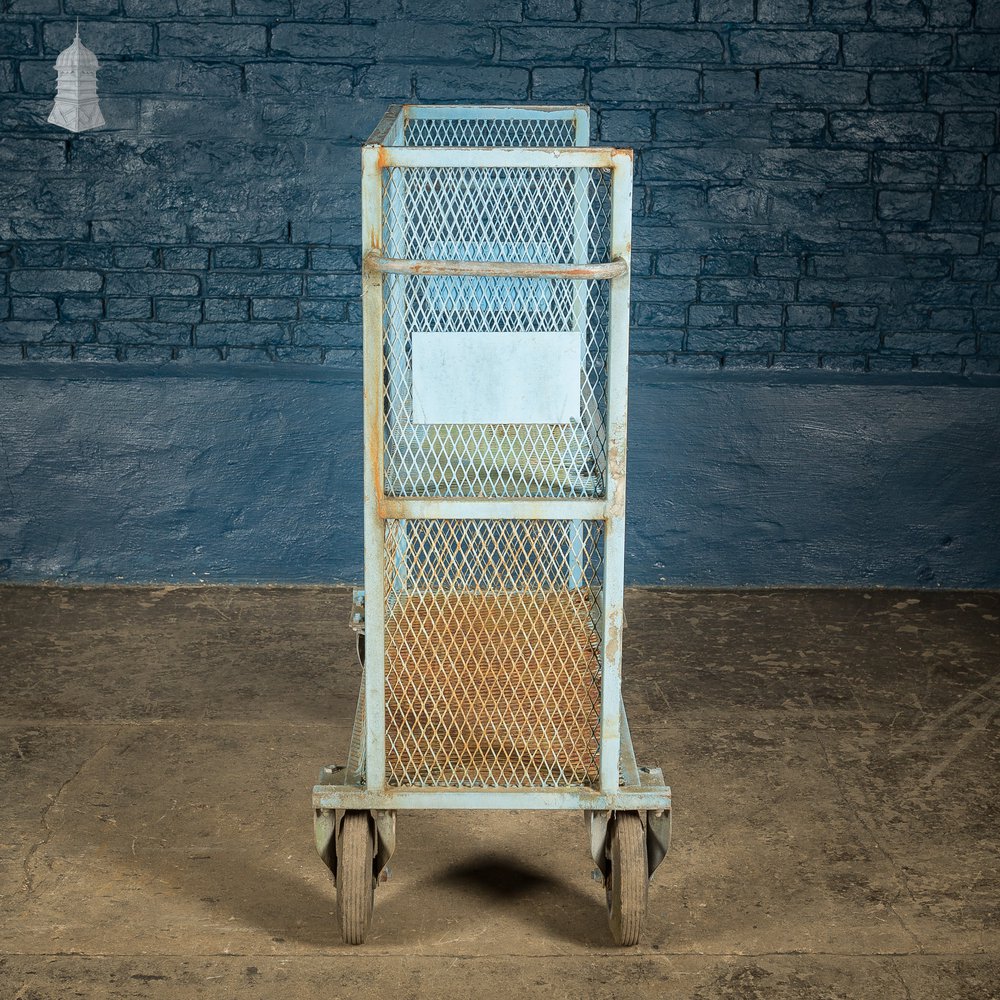 Blue Painted Steel Industrial Wheeled Trolley