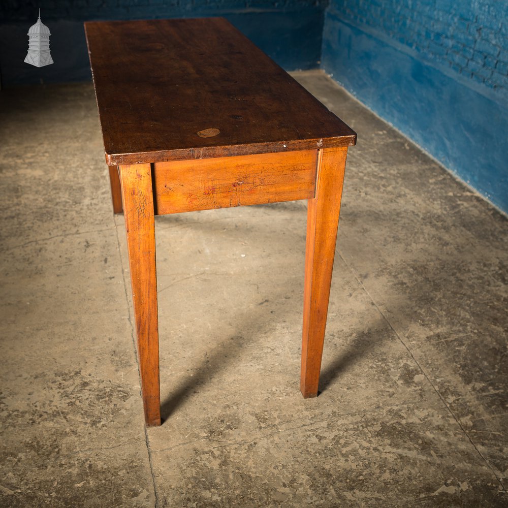 Mid Century Iroko School Science Lab Table with Drawers