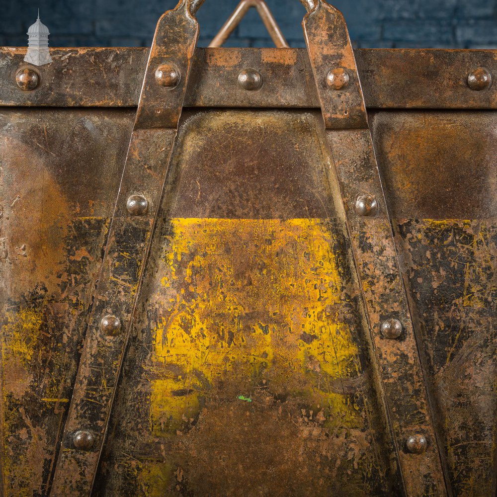 Pair of Riveted Steel Industrial Storage Bins with Waxed Finish