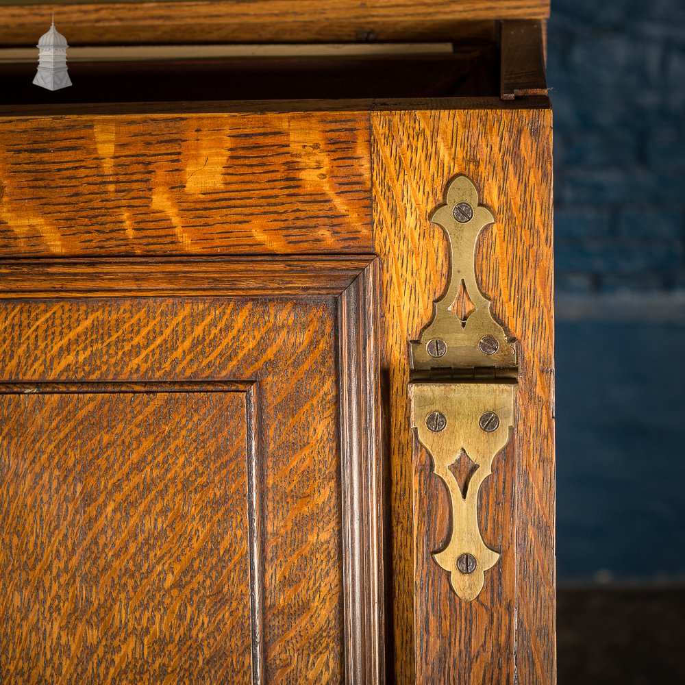 19th C Wheeled Oak Plans Folio Cabinet