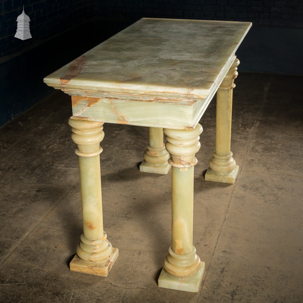 19th C Catholic Church Onyx Altar Table on Column Legs