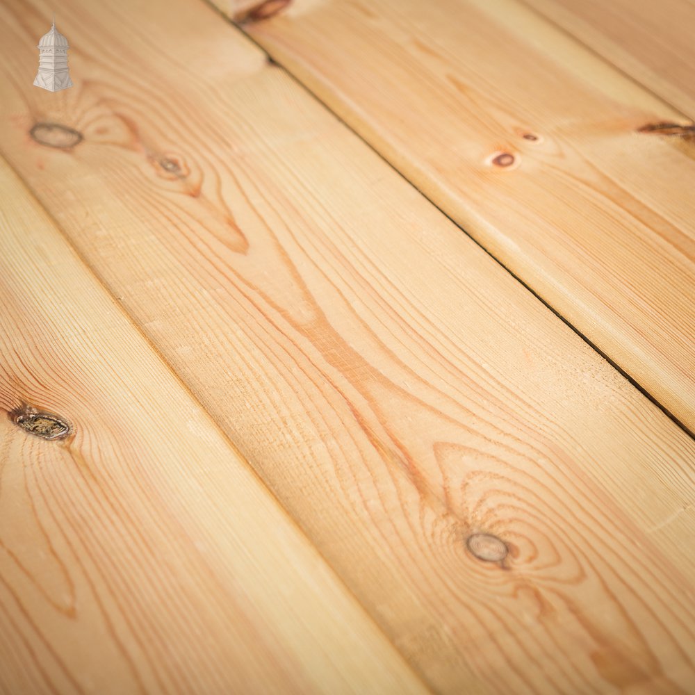 Batch of 65 Square Metres of 9 Inch Wide Pine Floorboards cut from Floor Joists Salvaged From Norwich Castle